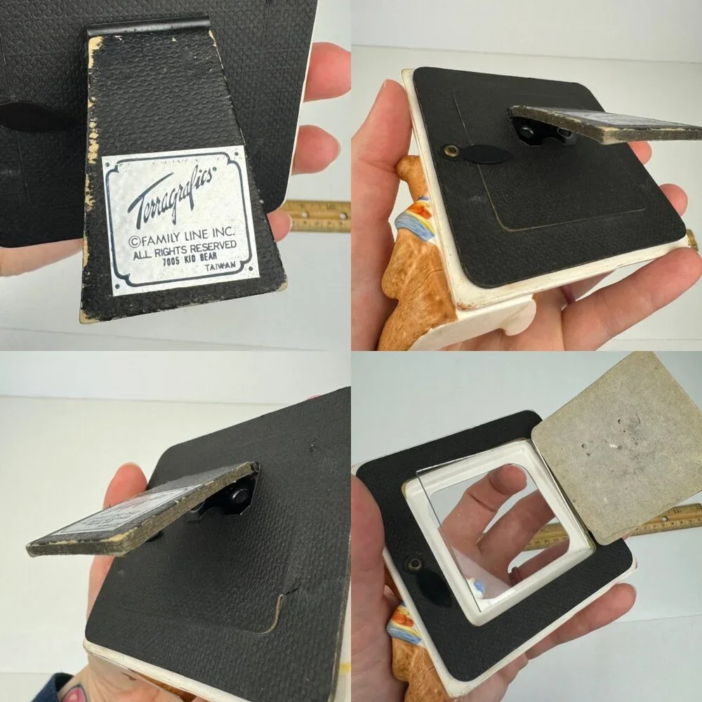 Vtg Terragrafics Kid Bear Teddy Miniature Tabletop Pic Frame Square Minimal READ